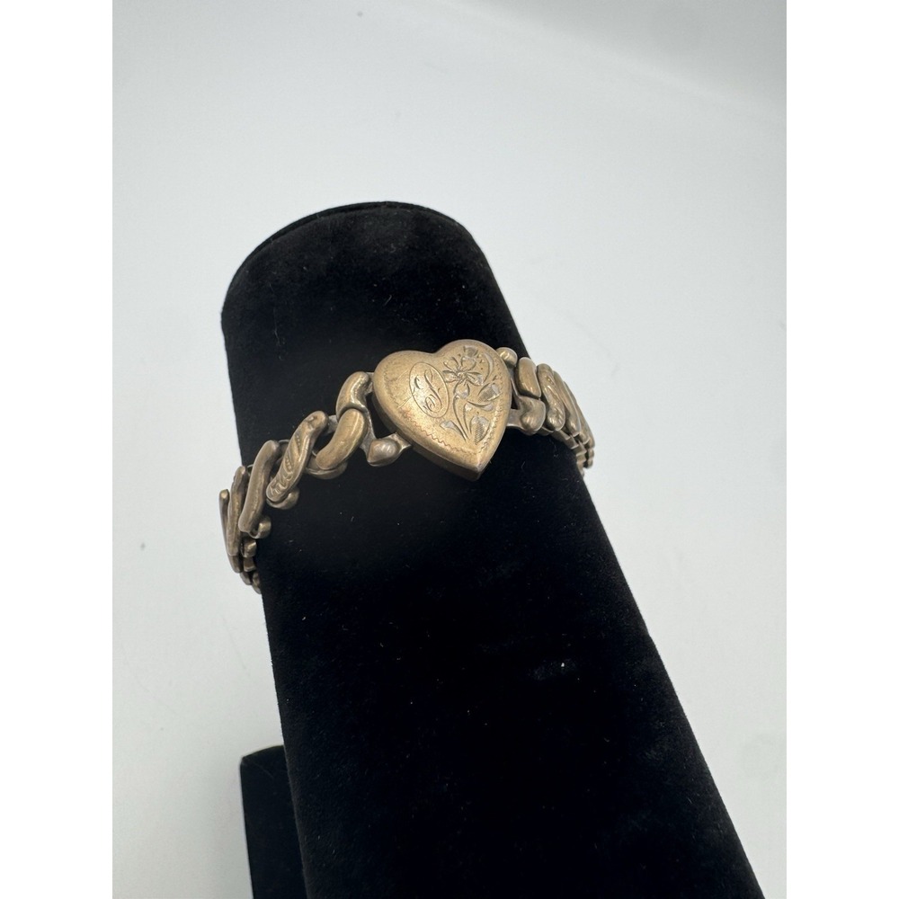 VTG WWII 1940s LaMode Sweetheart Heart Bracelet Precious Metal GF Expansion